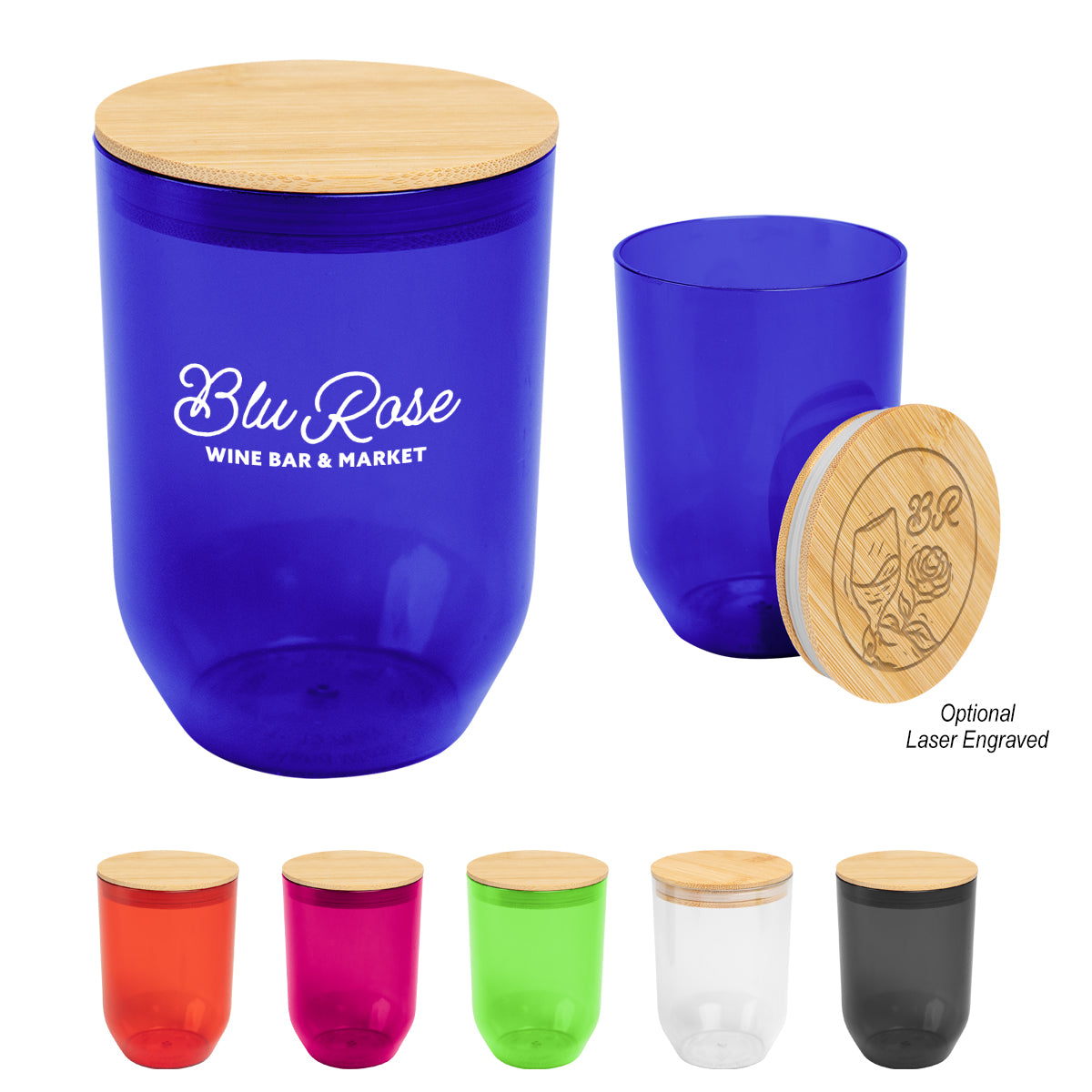 12 Oz. rPET Wine Tumbler With Bamboo Lid