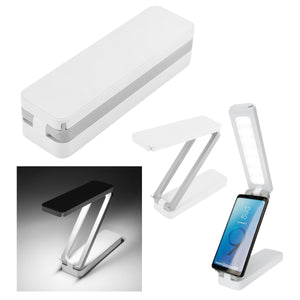 Led Desk Light With Phone Holder - White With Gray