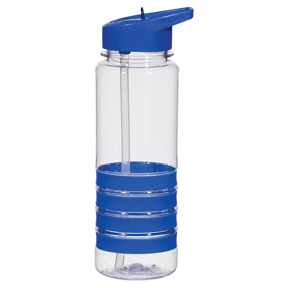 24 Oz. Banded Gripper Bottle - Clear With Blue
