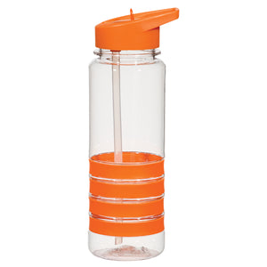 24 Oz. Tritan™ Banded Gripper Bottle - Clear With Orange