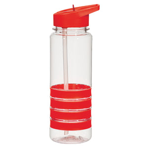 24 Oz. Tritan™ Banded Gripper Bottle - Clear With Red