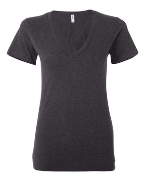 BELLA + CANVAS Ladies' Jersey Short-Sleeve Deep V-Neck T-Shirt - Dark Grey Heather