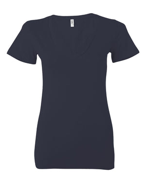 BELLA + CANVAS Ladies' Jersey Short-Sleeve Deep V-Neck T-Shirt - Navy