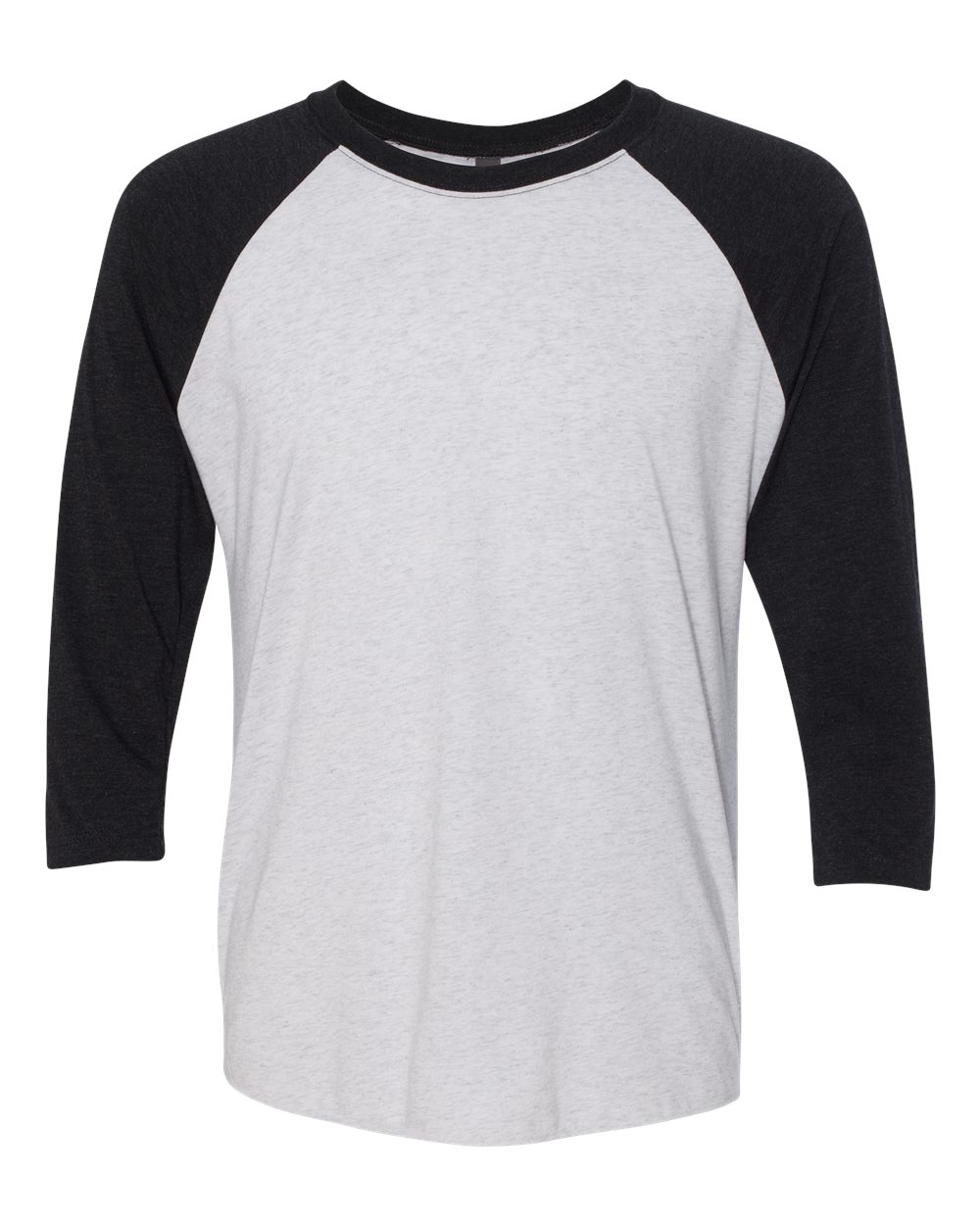 Next Level Unisex Triblend Three-Quarter Sleeve Raglan - Vintage Black Sleeves/ Heather White Body