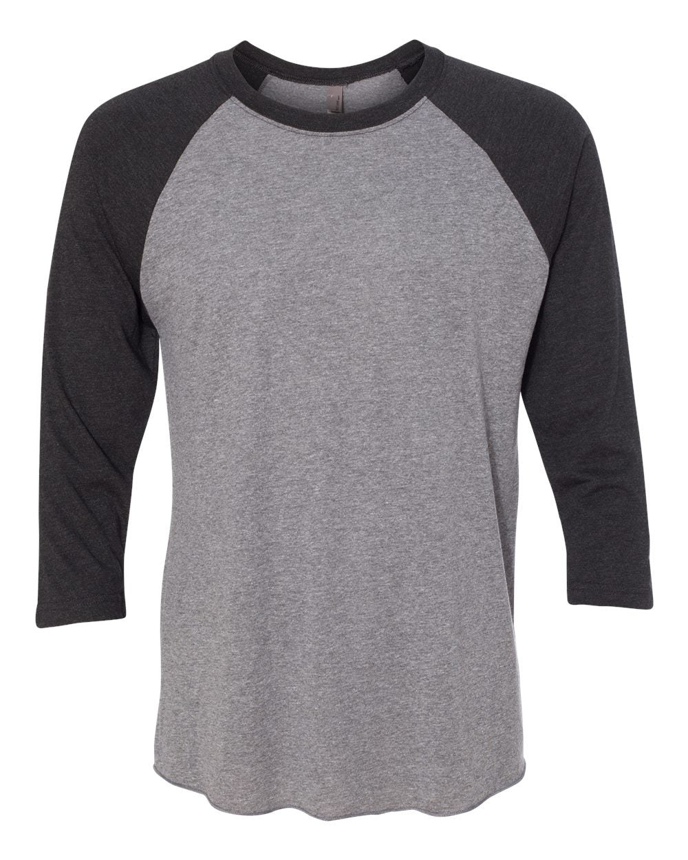Next Level Unisex Triblend Three-Quarter Sleeve Raglan - Vintage Black Sleeves/ Premium Heather Body