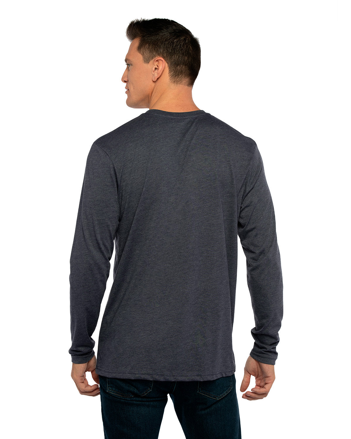 Next Level Apparel Men's Triblend Long-Sleeve Crew - Back