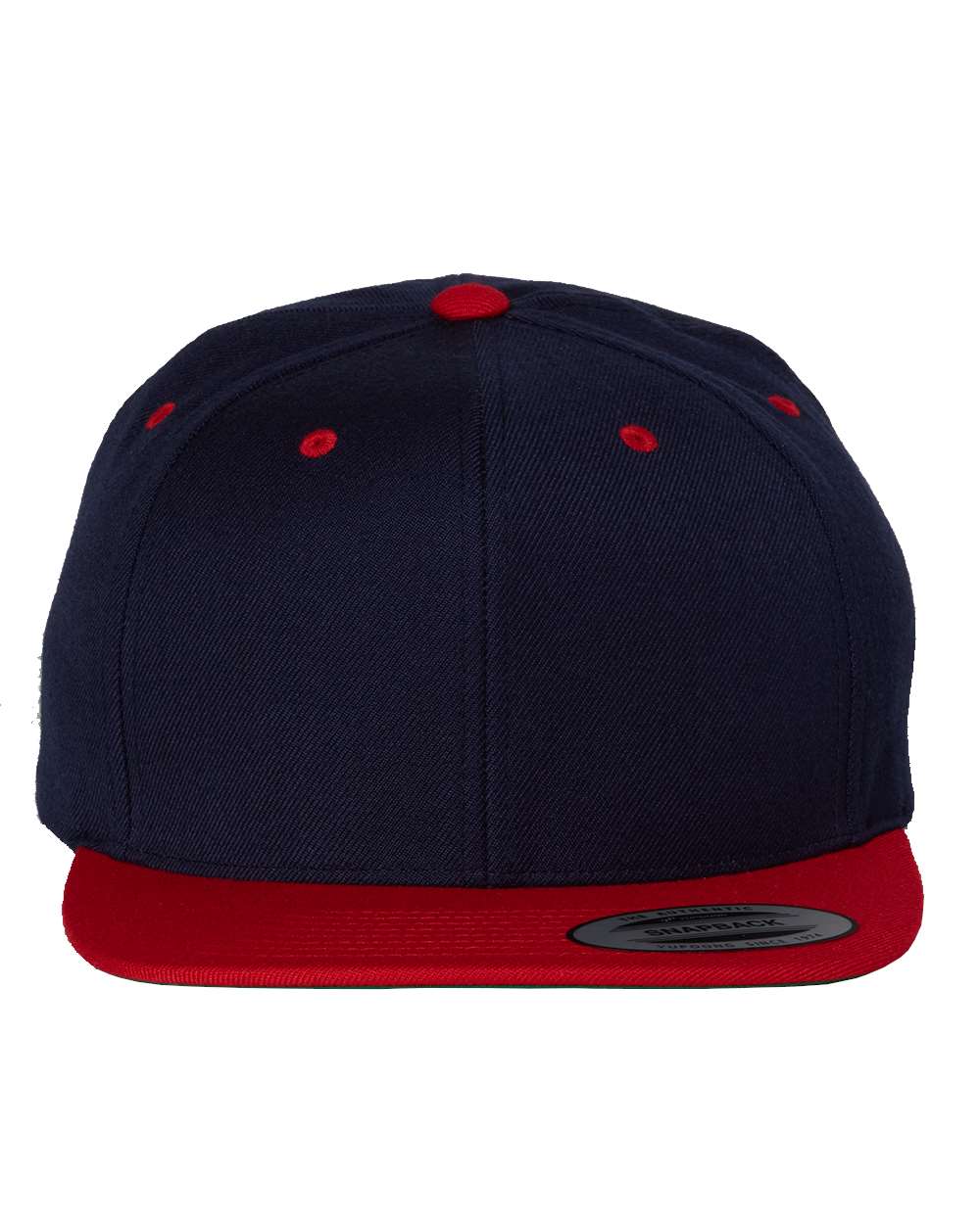 YP Classics Adult Structured Flat Visor Classic Snapback Cap - Navy/ Red
