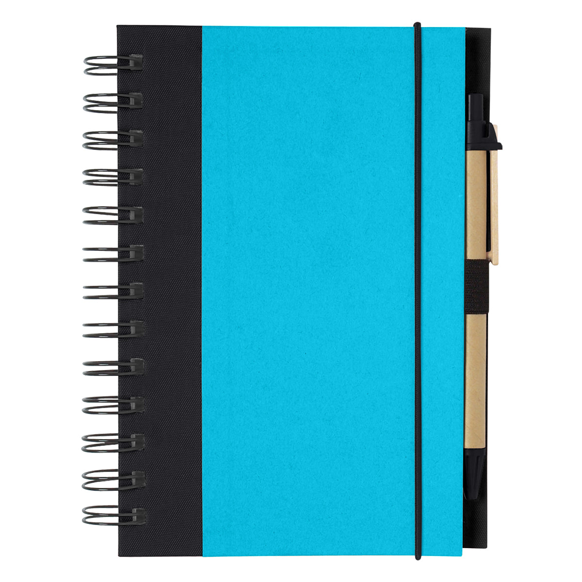 ECO-INSPIRED SPIRAL NOTEBOOK & PEN - Light Blue With Black