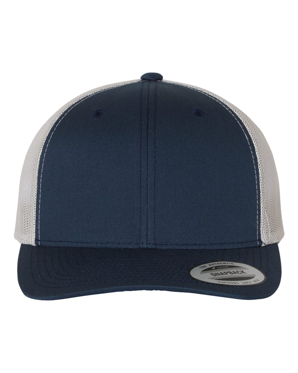YP Classics Adult Retro Trucker Cap - Navy/ Silver