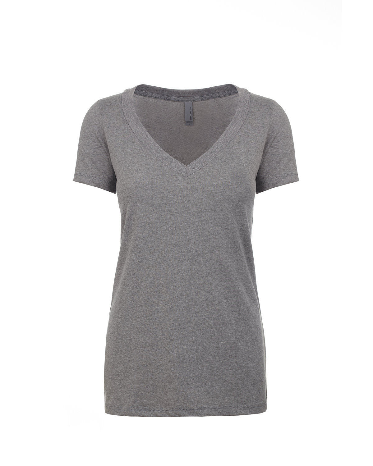 Ladies' CVC Deep V-Neck T-Shirt - Dark Hthr Gray