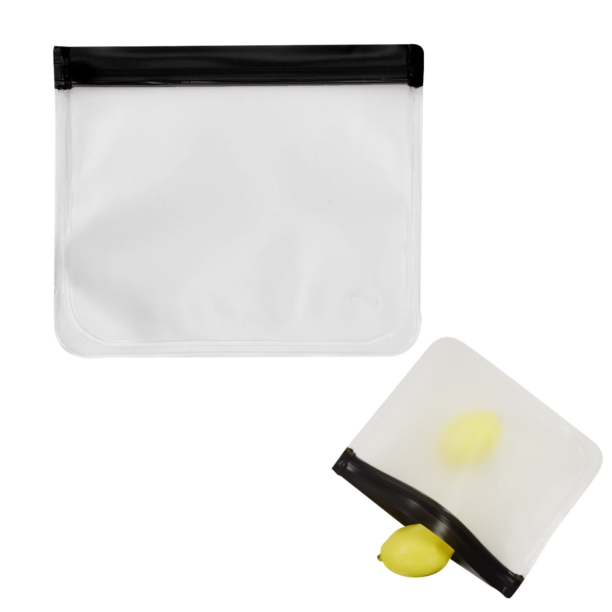 Reusable Zip Top Storage Bags - Clear With Charcoal