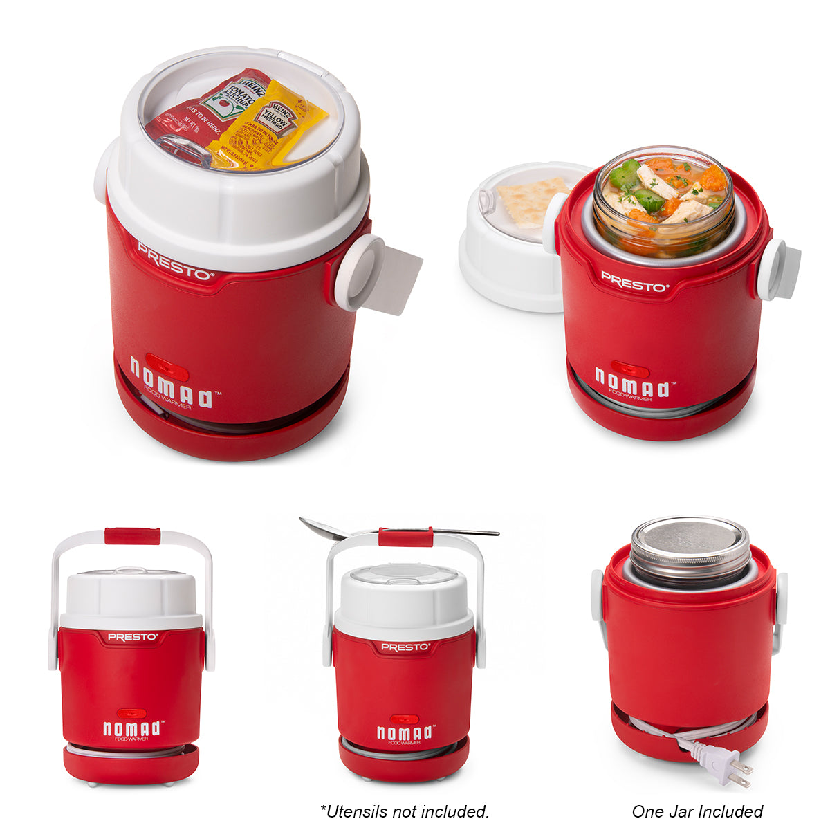 PRESTO® NOMAD® MASON JAR FOOD WARMER - Red
