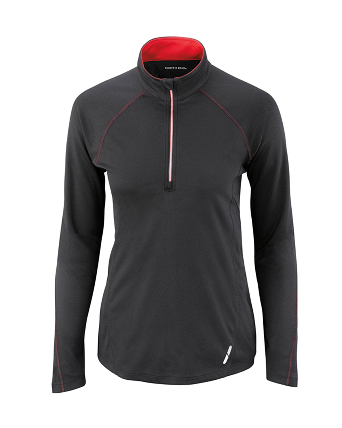 North End Ladies' Radar Quarter-Zip Performance Long-Sleeve Top - Blk/Cl Red