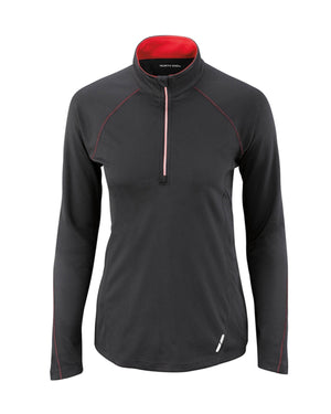 North End Ladies' Radar Quarter-Zip Performance Long-Sleeve Top - Blk/Cl Red
