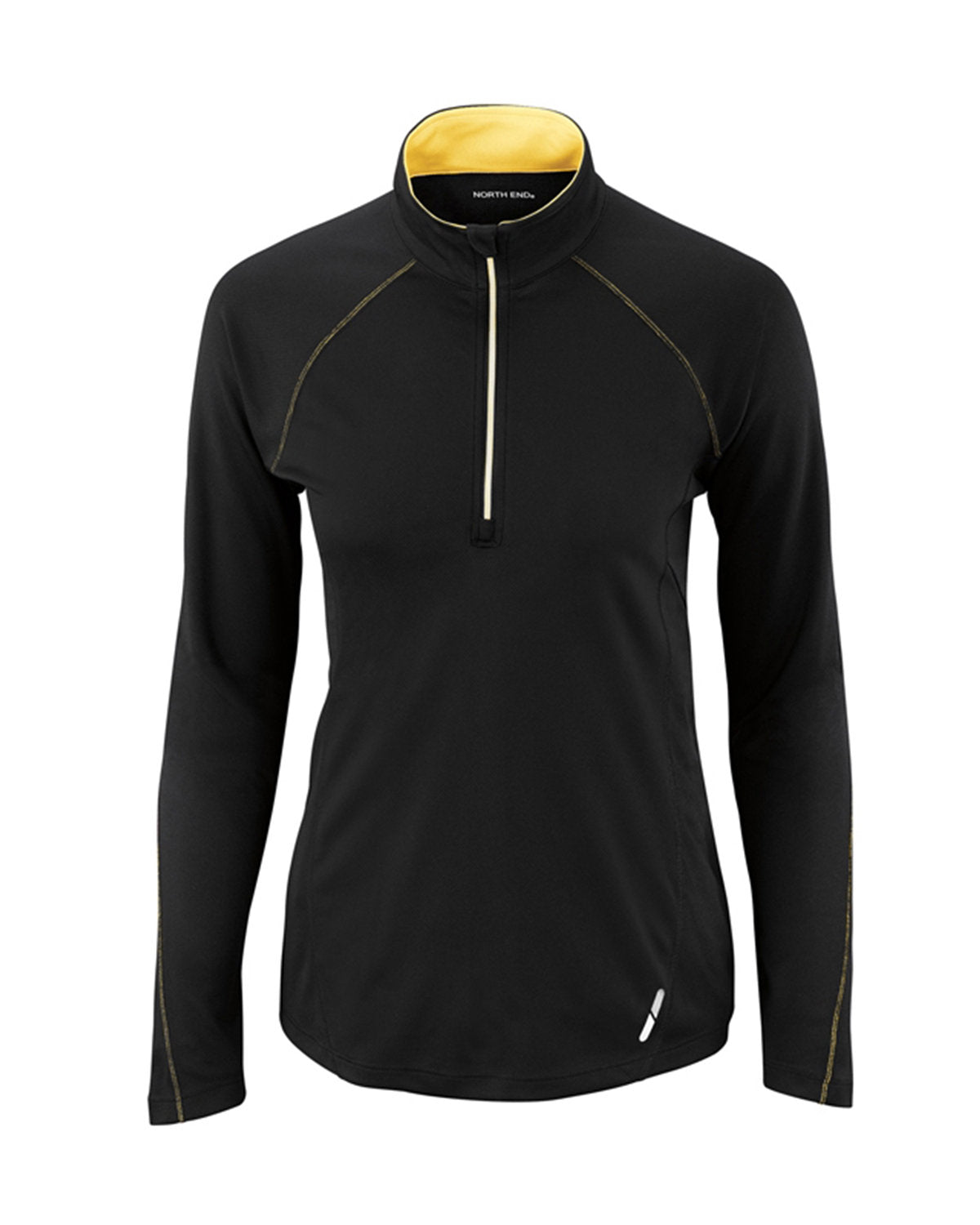 North End Ladies' Radar Quarter-Zip Performance Long-Sleeve Top - Blk/Cmps Gold