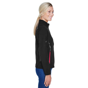 North End Ladies' Pursuit Three-Layer Light Bonded Hybrid Soft Shell Jacket with Laser Perforation - Side