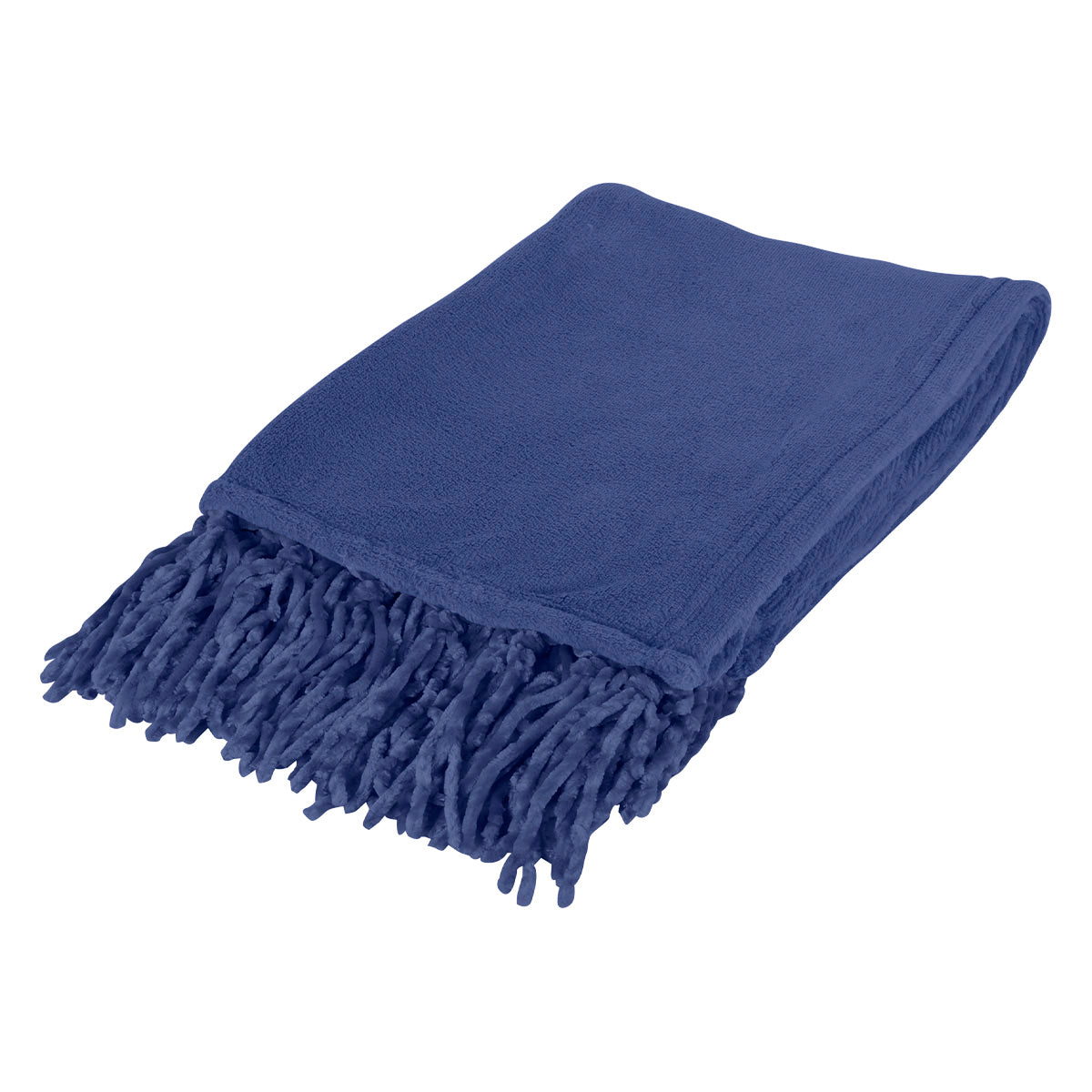 Chateau Chenille Fringed Blanket - Navy Blue