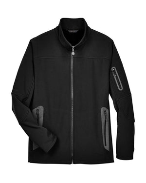 North End Men's Three-Layer Fleece Bonded Soft Shell Technical Jacket - Black