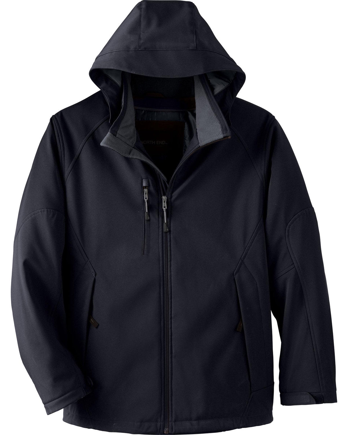 North End Men's Glacier Insulated Three-Layer Fleece Bonded Soft Shell Jacket with Detachable Hood - Black