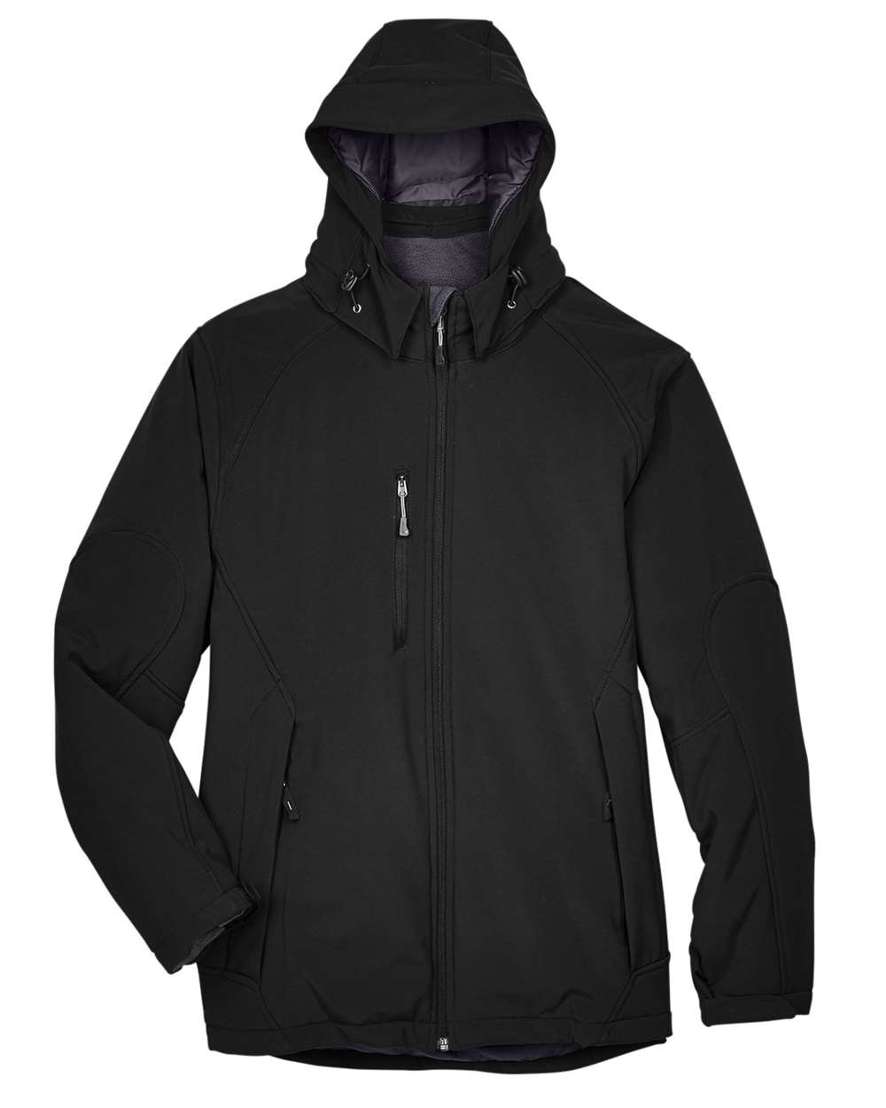 North End Men's Glacier Insulated Three-Layer Fleece Bonded Soft Shell Jacket with Detachable Hood - Black