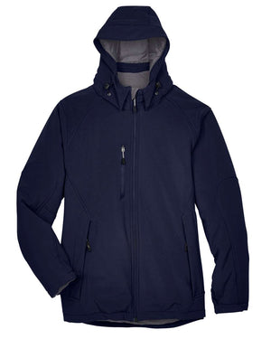 North End Men's Glacier Insulated Three-Layer Fleece Bonded Soft Shell Jacket with Detachable Hood - Classic Navy