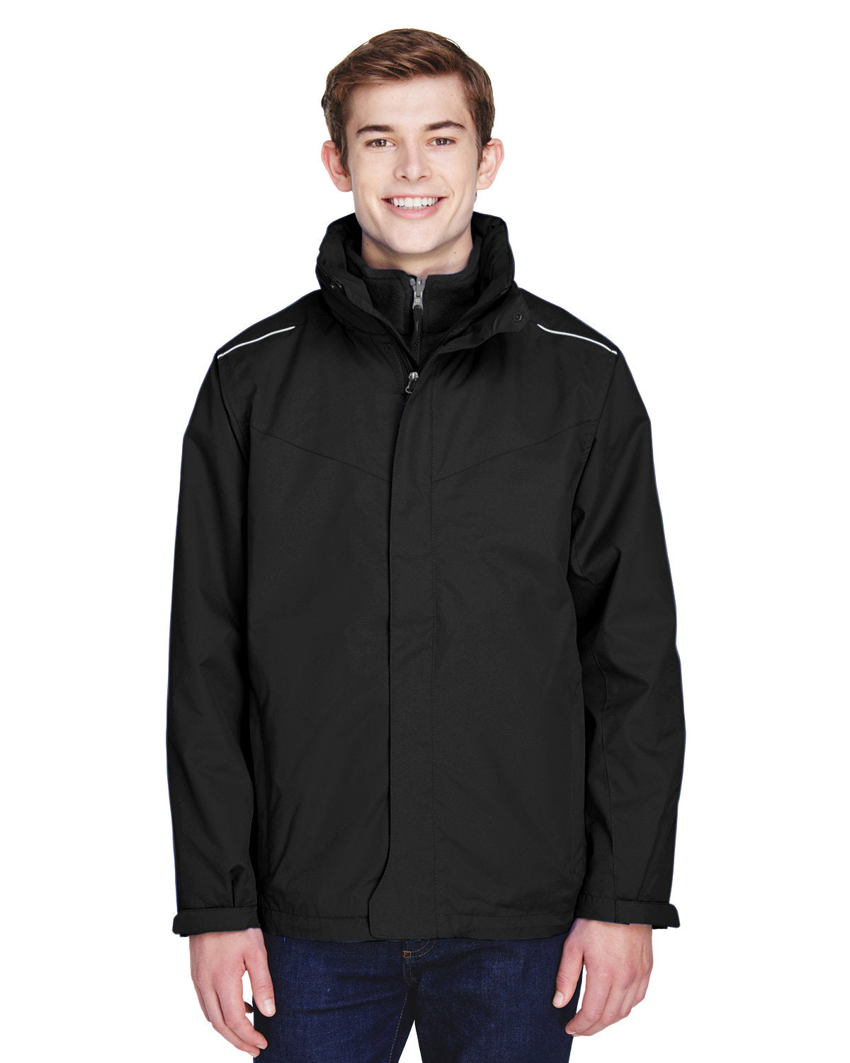 Core365 Men's Tall Region 3-in-1 Jacket with Fleece Liner - Black