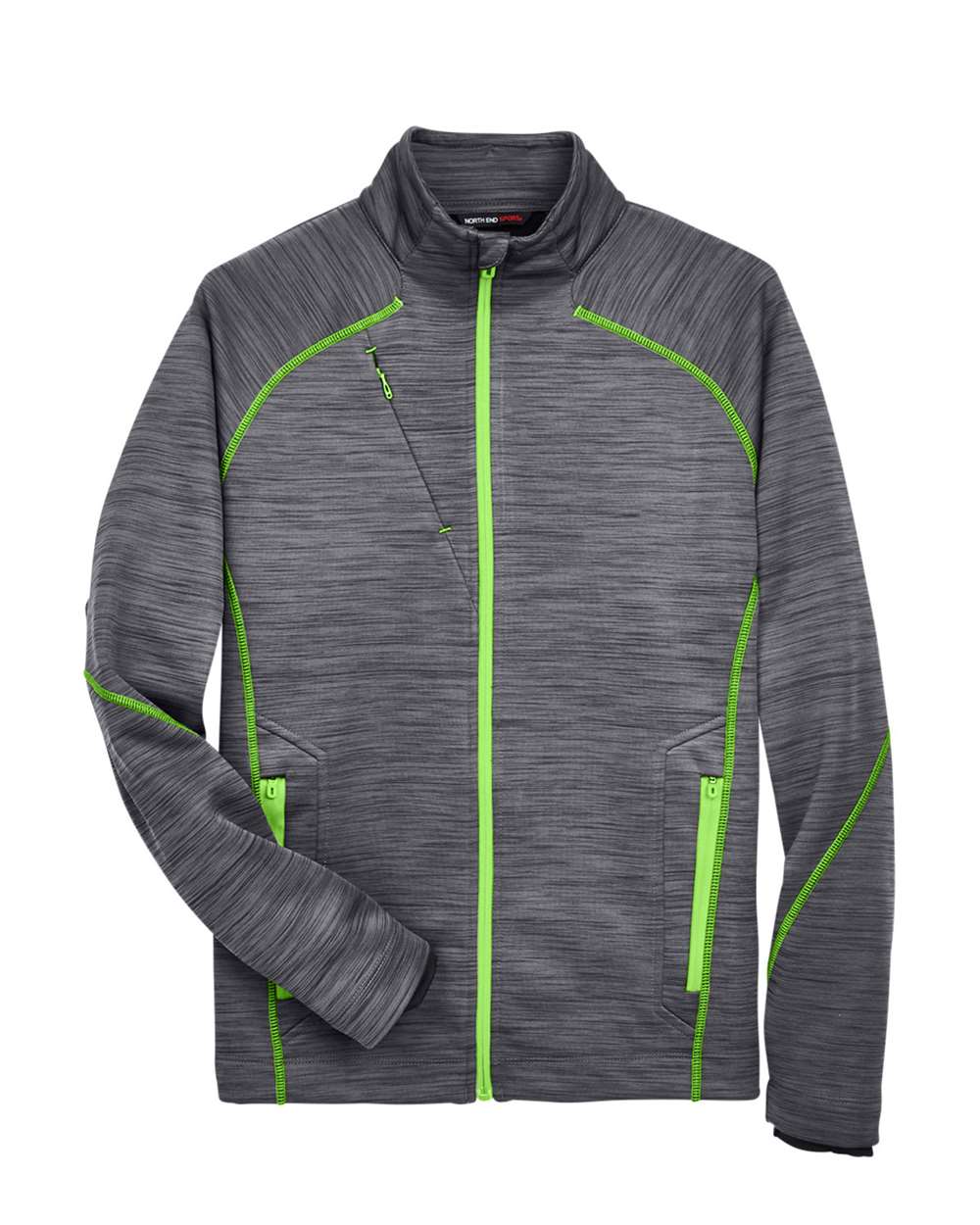 North End Men's Flux Mélange Bonded Fleece Jacket - Carbon/ Acid Green