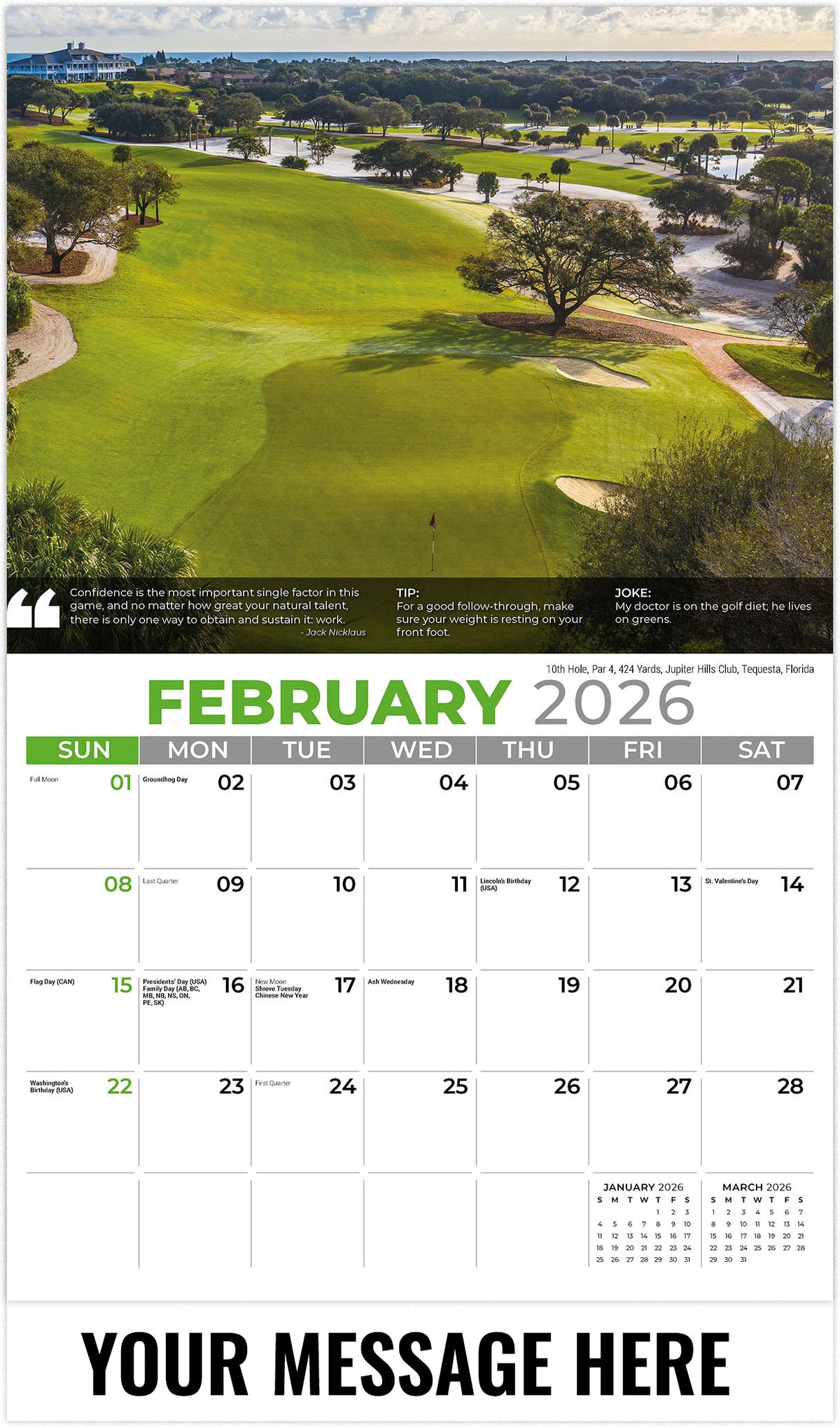 Golf Tips - 2026 Promotional Calendar