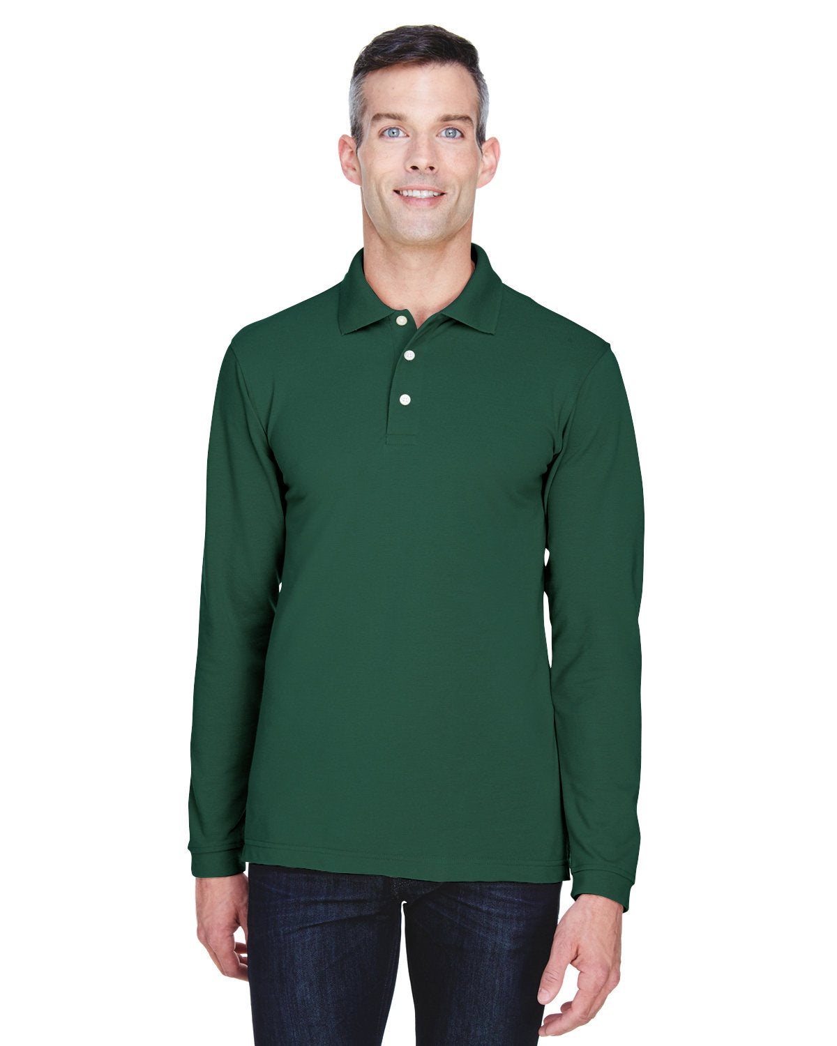 Harriton Men's Easy Blend™ Long-Sleeve Polo - Hunter