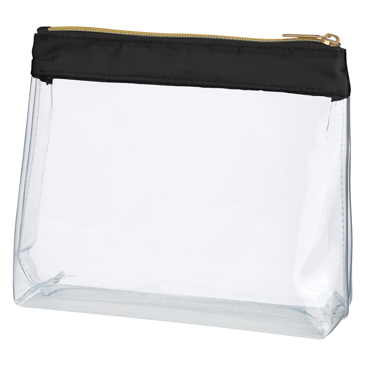 Sadie Satin Clear Cosmetic Bag - Clear With Black