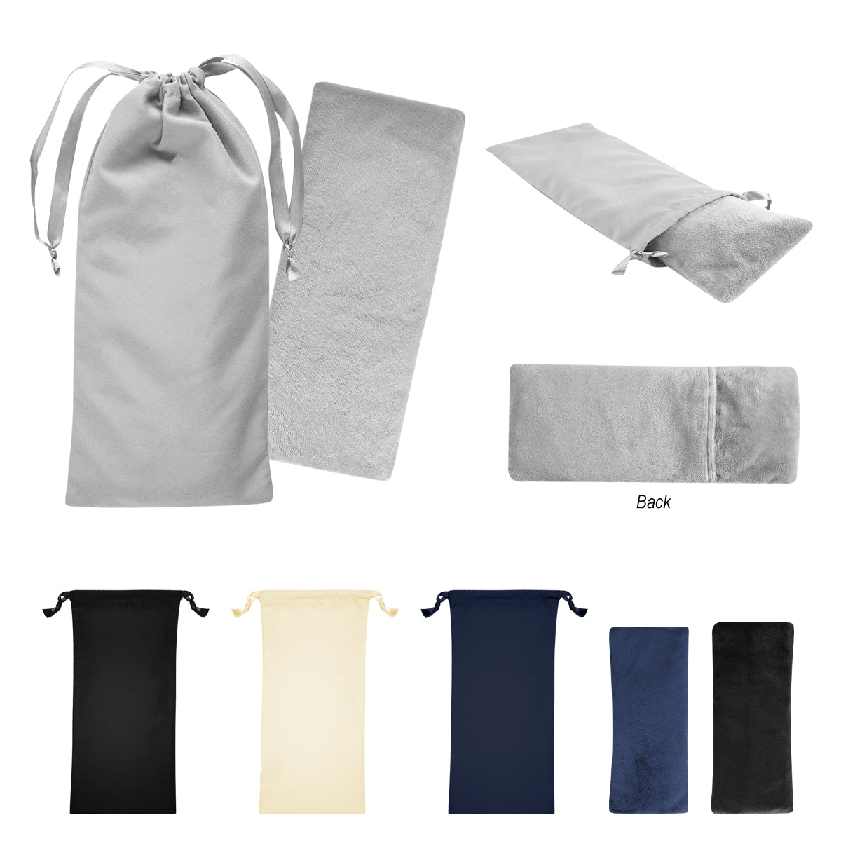 Eye Pillow With Polyester Drawstring Pouch - Black/Navy Blue