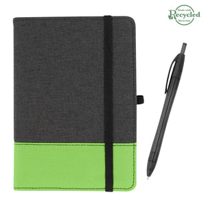 rPET Journal With Pen - Charcoal/Lime/Translucent Black