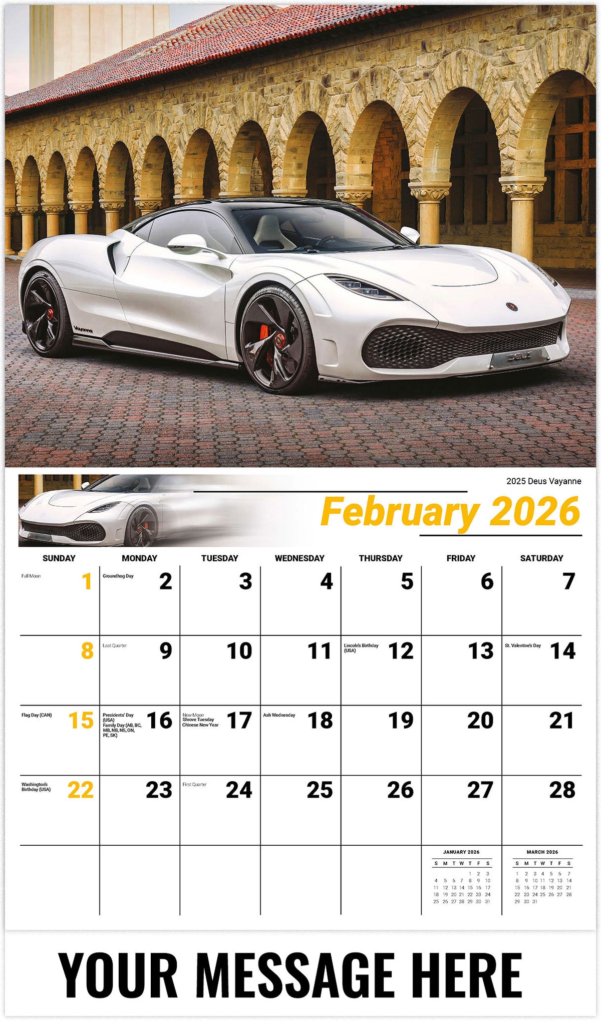 Exotic Cars - 2026 Promotional Calendar