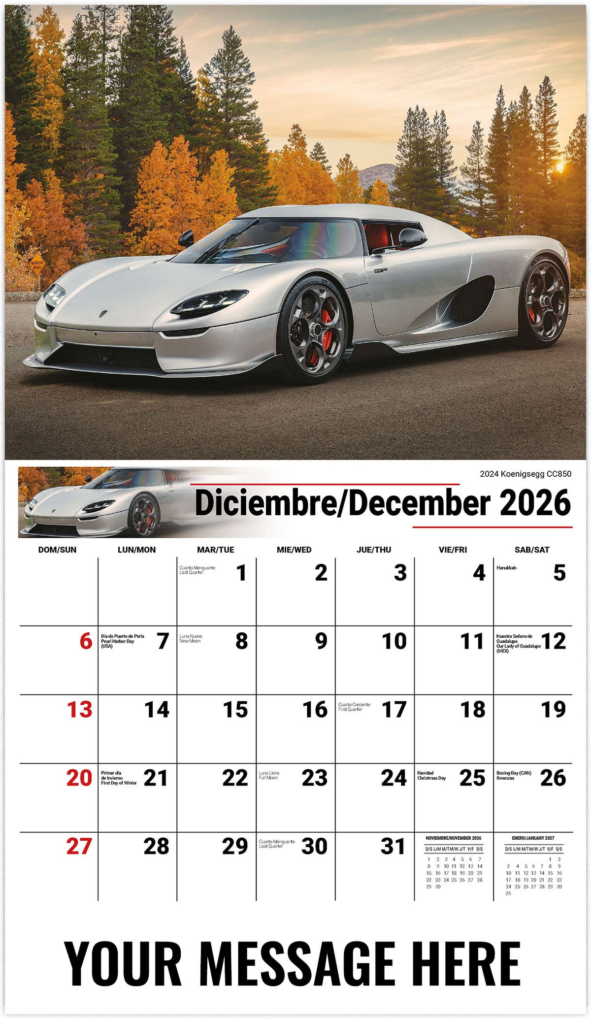 Exotic Cars (Bilingual) - 2026 Promotional Calendar