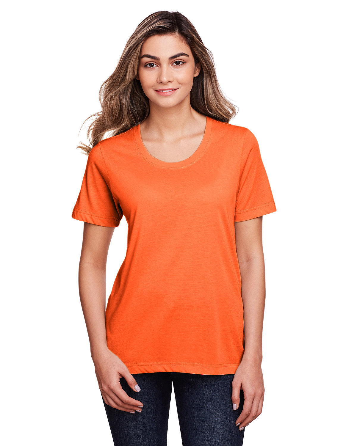 Core365 Ladies' Fusion ChromaSoft™ Performance T-Shirt - Campus Orange