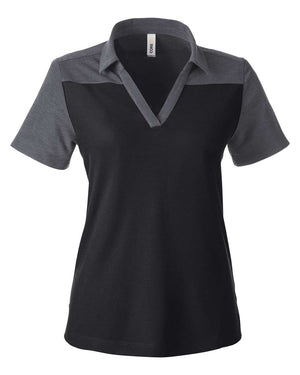 CORE365 Ladies' Fusion ChromaSoft Colorblock Polo - Black/ Carbon Heather