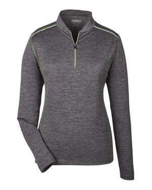 Core365 Ladies' Kinetic Performance Quarter-Zip - Carbon/Acd Grn