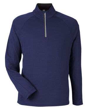 CORE365 Men's Origin Performance Pique Quarter-Zip - Classic Navy Heather/ Carbon