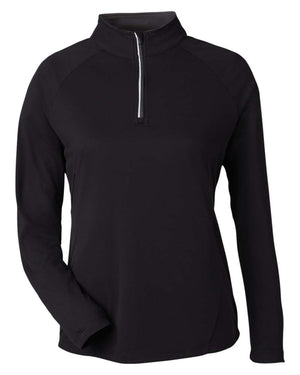 CORE365 Ladies' Origin Performance Pique Quarter-Zip - Black/ Carbon