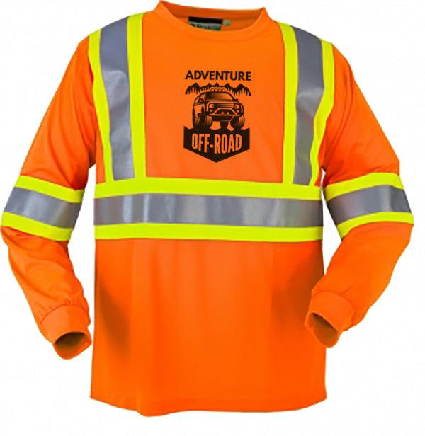 High Visibility Wicking Long Sleeve T-shirt - Orange With Safety Green