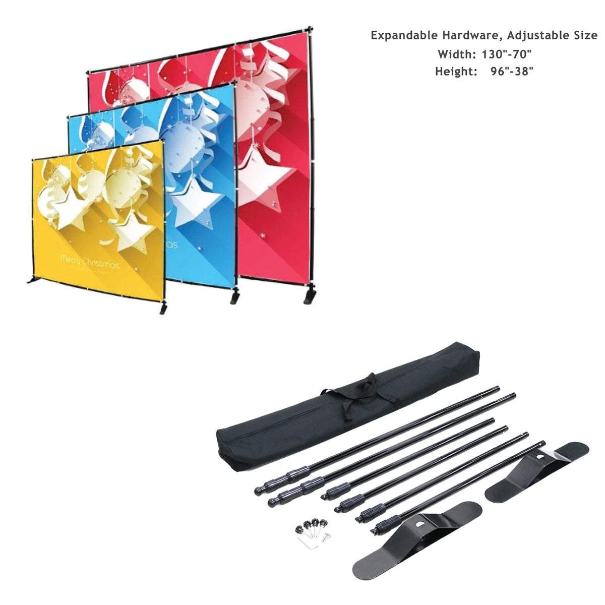8' Exhibitor Expanding Display Kit, Media Wall, Backdrop, with Full Color Graphics