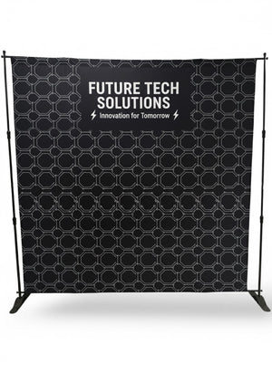8' Exhibitor Expanding Display Kit, Media Wall, Backdrop, with Full Color Graphics - Full Color