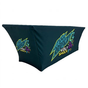 Sublimated Stretch Curved Fit Table Throw for 8ft table, 3 sided, Open Back