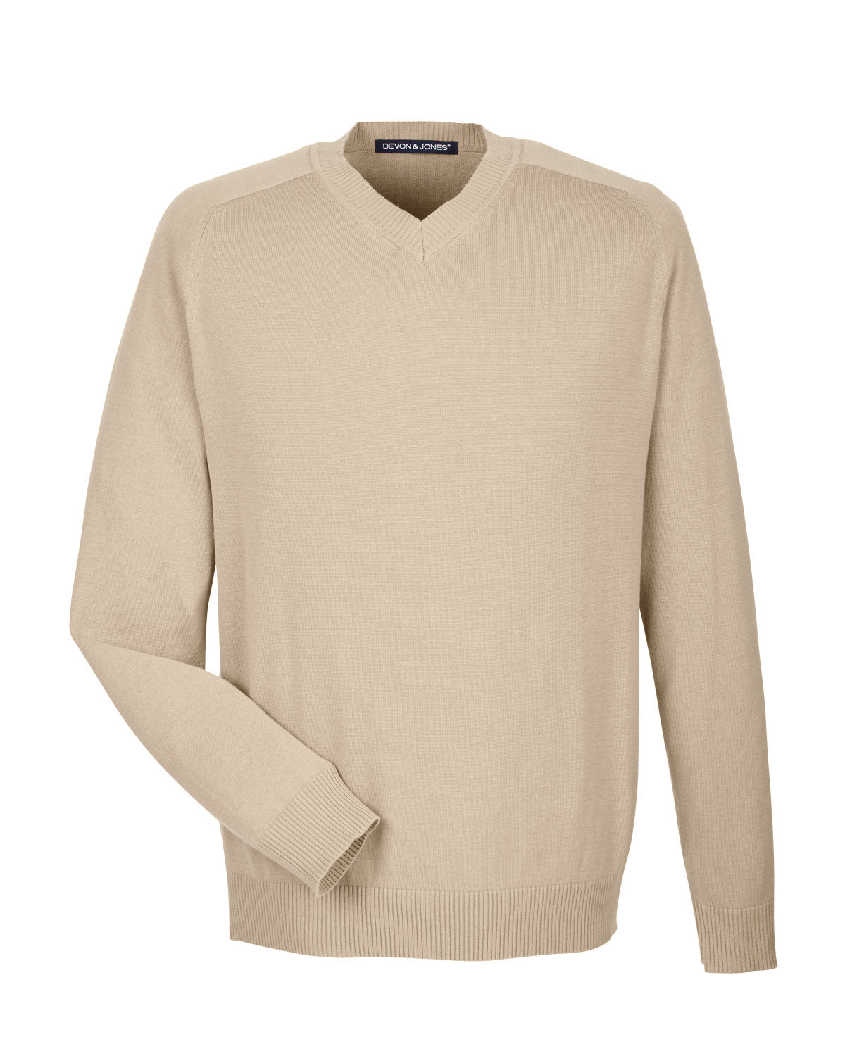 Devon & Jones Men's V-Neck Sweater - Stone