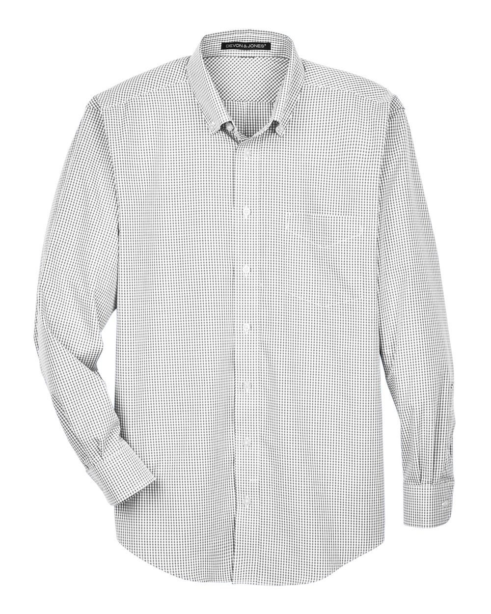 Devon & Jones Men's Crown Collection® Gingham Check Woven Dress Shirt - Silver