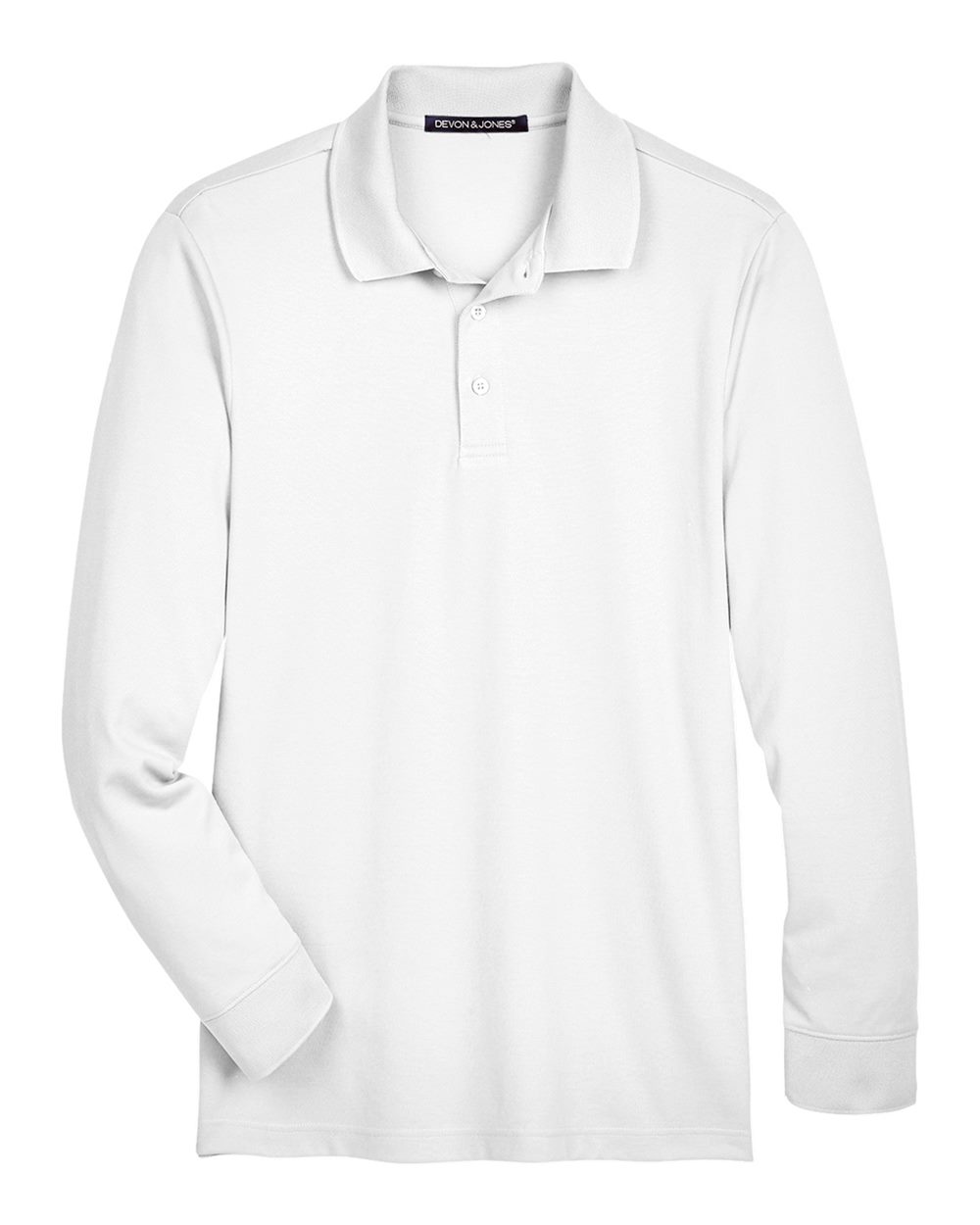 Devon & Jones CrownLux Performance® Men's Plaited Long Sleeve Polo - White