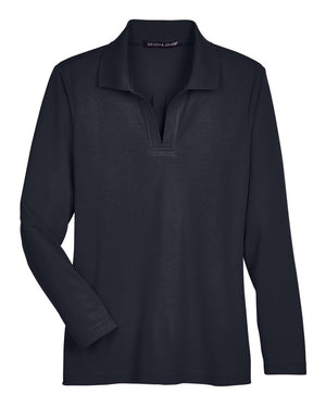 Devon & Jones CrownLux Performance® Ladies' Plaited Long Sleeve Polo - Black