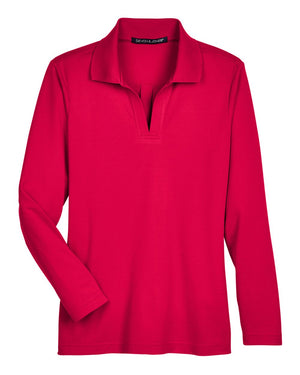 Devon & Jones CrownLux Performance® Ladies' Plaited Long Sleeve Polo - Red