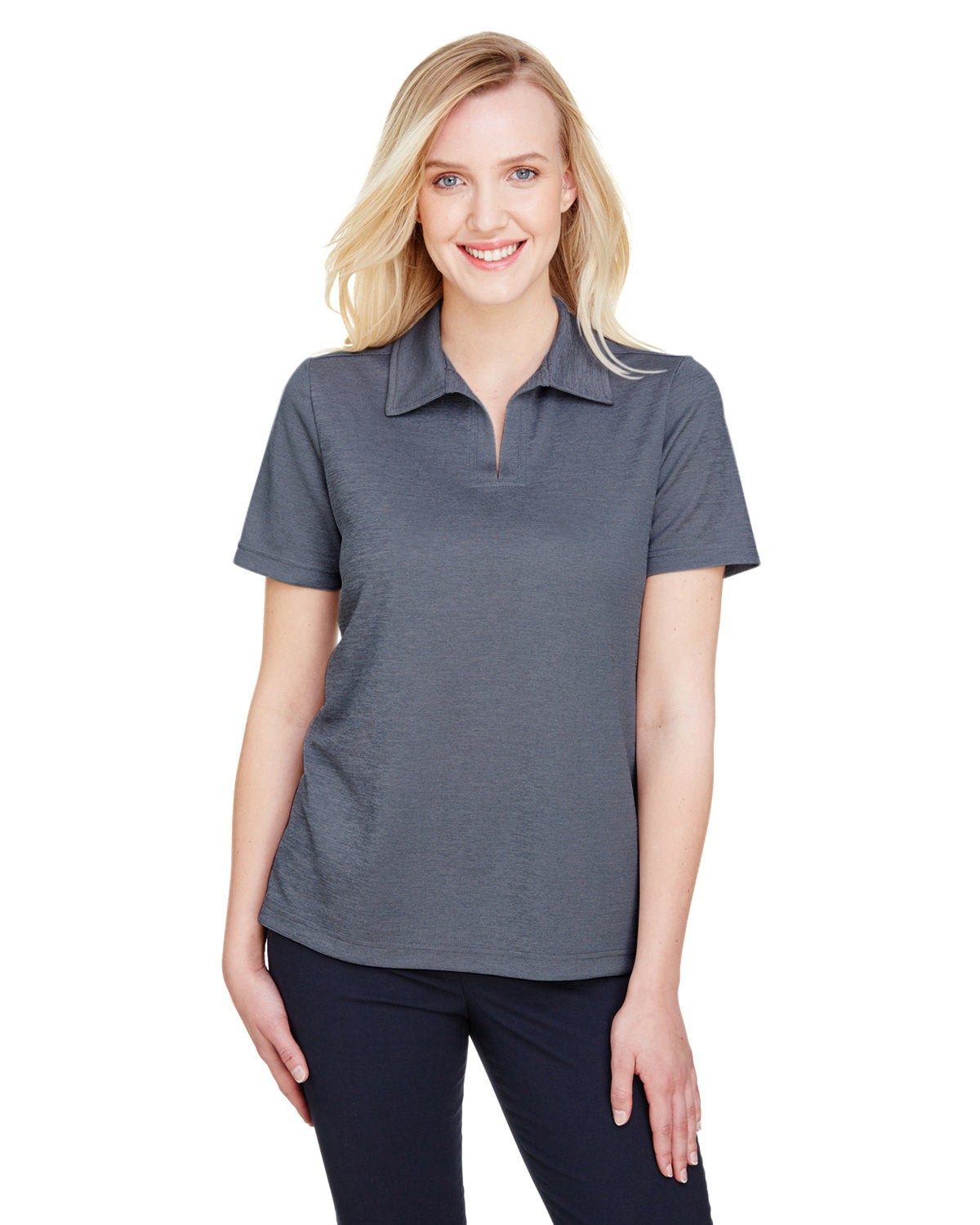 Devon & Jones CrownLux Performance® Ladies' Address Melange Polo - Navy Heather