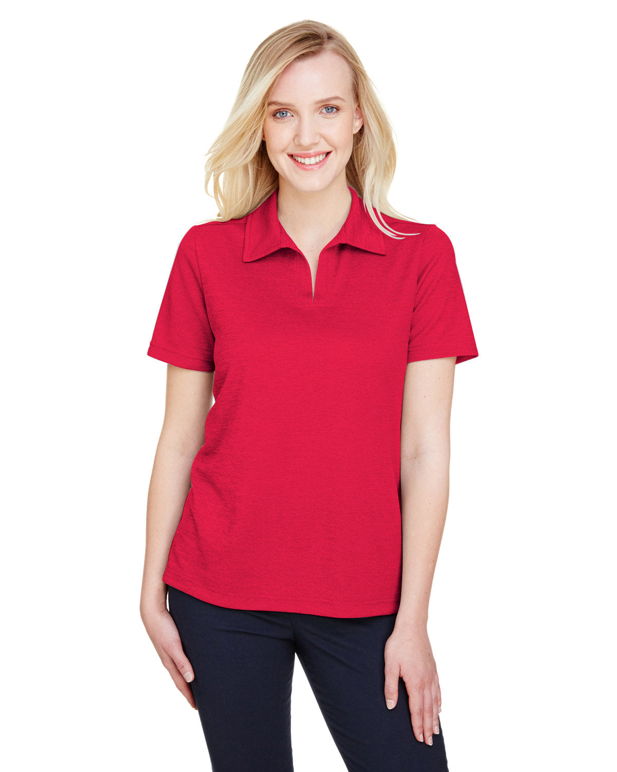 Devon & Jones CrownLux Performance® Ladies' Address Melange Polo - Red Heather